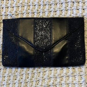 Elegant Black Clutch with Glitter Accents